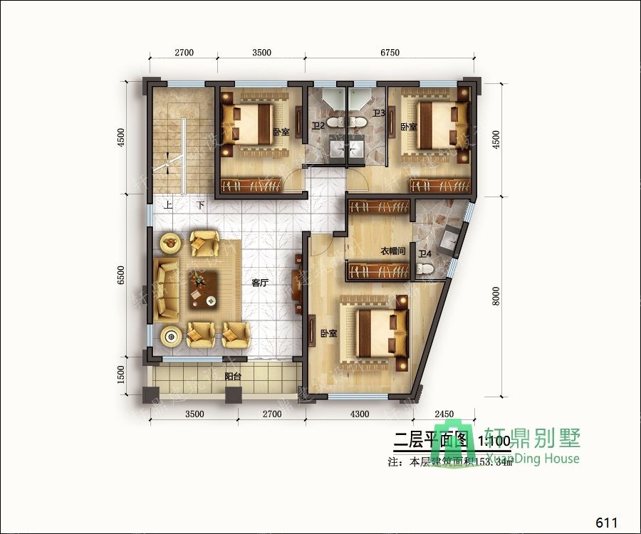 農(nóng)村三層帶車庫自建別墅設(shè)計圖二層平面.jpg 農(nóng)村三層帶車庫自建別墅設(shè)計圖二層平面.jpg