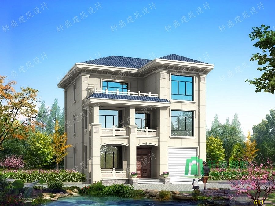 農(nóng)村三層帶車庫自建別墅設(shè)計圖正面效果圖.jpg 農(nóng)村三層帶車庫自建別墅設(shè)計圖正面效果圖.jpg